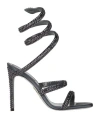 René Caovilla Jeweled Strap Open Toe Textured Sole Sandals In Blue
