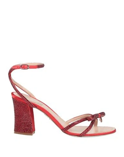 René Caovilla Rene' Caovilla Woman Sandals Tomato Red Size 8 Textile Fibers