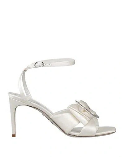 René Caovilla 85mm Crystal-buckle Satin Sandals In White