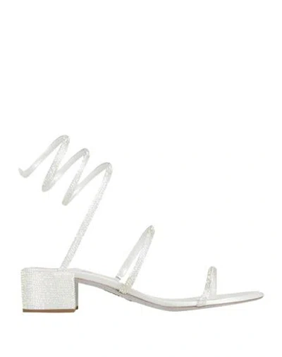 RENÉ CAOVILLA RENE' CAOVILLA WOMAN SANDALS WHITE SIZE 8 TEXTILE FIBERS