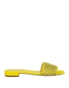 René Caovilla Rene' Caovilla Woman Sandals Yellow Size 7 Textile Fibers In Yellow
