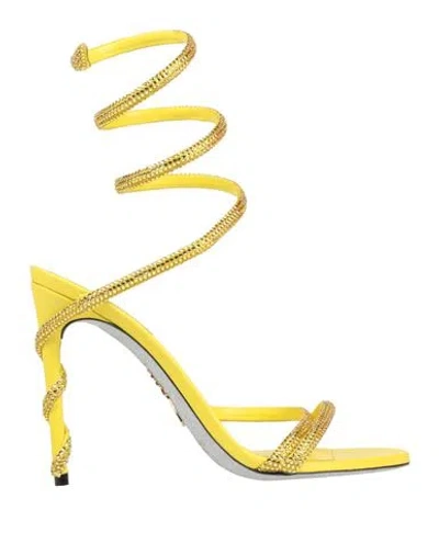 René Caovilla Rene' Caovilla Woman Sandals Yellow Size 7 Textile Fibers