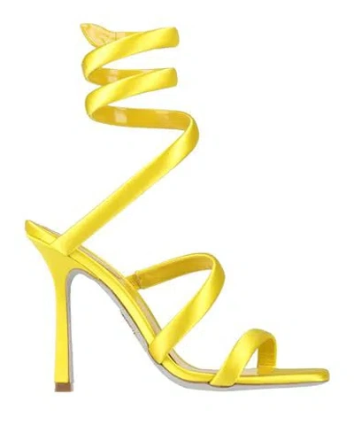 René Caovilla Rene' Caovilla Woman Sandals Yellow Size 8 Textile Fibers