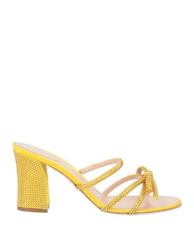 René Caovilla Rene' Caovilla Woman Sandals Yellow Size 7 Textile Fibers