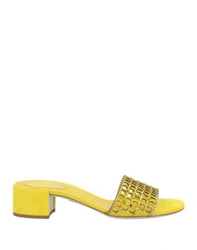René Caovilla Rene' Caovilla Woman Sandals Yellow Size 8 Textile Fibers