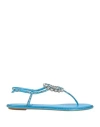 René Caovilla Rene' Caovilla Woman Thong Sandal Azure Size 8 Textile Fibers In Blue