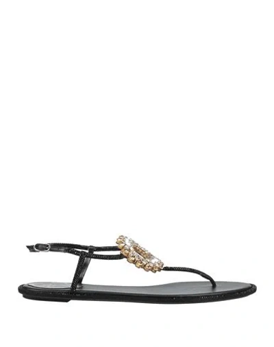 René Caovilla Rene' Caovilla Woman Thong Sandal Black Size 11 Textile Fibers