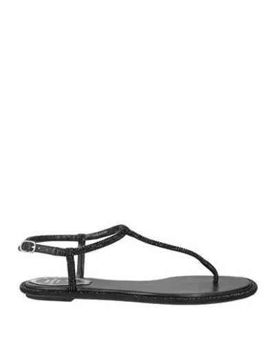 René Caovilla Rene' Caovilla Woman Thong Sandal Black Size 5.5 Synthetic Material