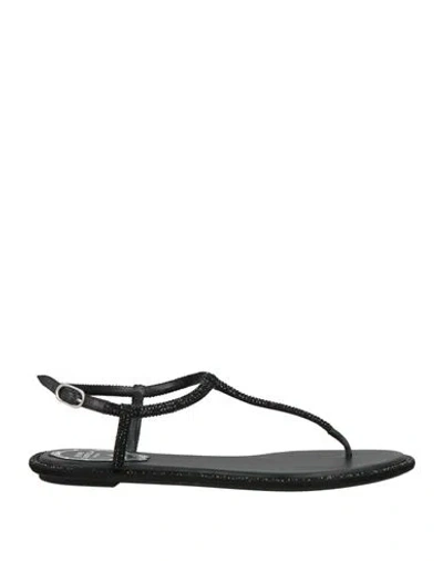 René Caovilla Rene' Caovilla Woman Thong Sandal Black Size 6 Textile Fibers