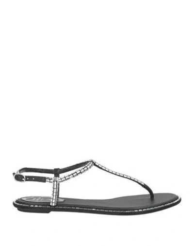 René Caovilla Rene' Caovilla Woman Thong Sandal Black Size 7.5 Textile Fibers