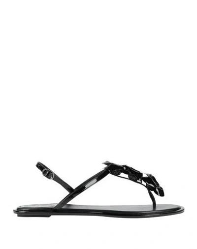 René Caovilla Rene' Caovilla Woman Thong Sandal Black Size 8 Leather