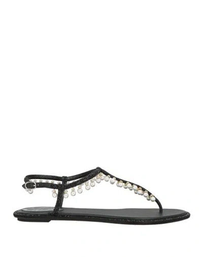 René Caovilla Rene' Caovilla Woman Thong Sandal Black Size 8 Textile Fibers