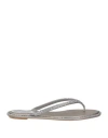 René Caovilla Rene' Caovilla Woman Thong Sandal Grey Size 7 Textile Fibers