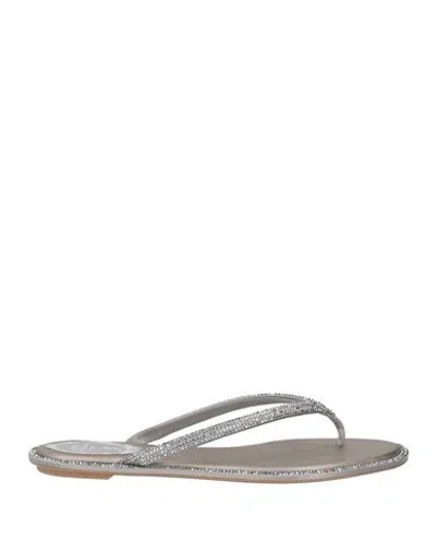 René Caovilla Rene' Caovilla Woman Thong Sandal Grey Size 7 Textile Fibers In Grey