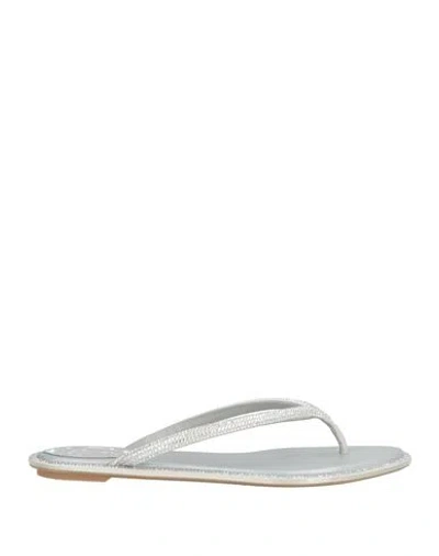 René Caovilla Rene' Caovilla Woman Thong Sandal Light Grey Size 8 Textile Fibers In Multi