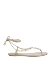 René Caovilla Rene' Caovilla Woman Thong Sandal Platinum Size 5.5 Leather, Textile Fibers In Grey