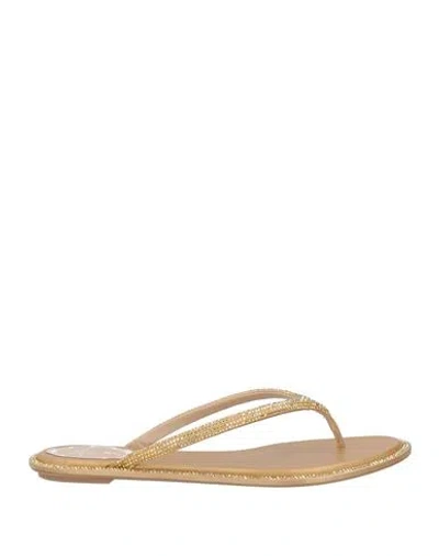 René Caovilla Rene' Caovilla Woman Thong Sandal Beige Size 10 Textile Fibers