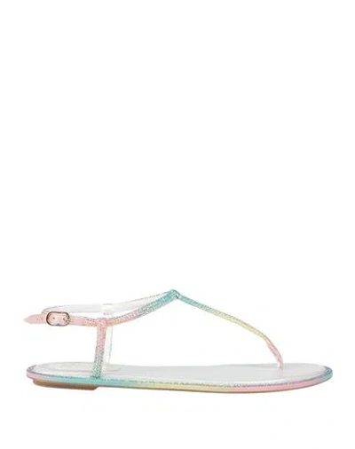 René Caovilla Rene' Caovilla Woman Thong Sandal Turquoise Size 6.5 Textile Fibers In Blue