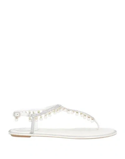 René Caovilla Rene' Caovilla Woman Thong Sandal White Size 7.5 Textile Fibers
