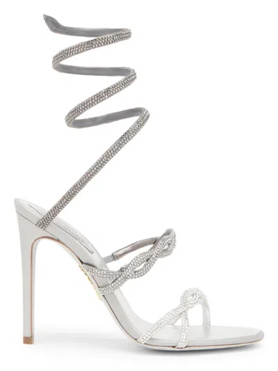 René Caovilla Women's 105mm Crystal-embellished Satin Sandals In Silver