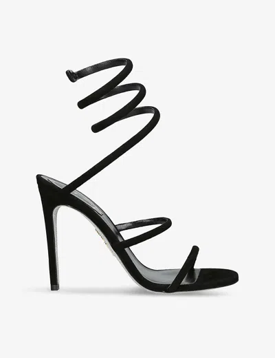 RENÉ CAOVILLA WOMENS BLACK CLEO COILED-STRAP SUEDE HEELED SANDALS EUR 36 / 3 UK