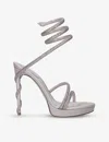 René Caovilla Womens Blush Cleo Crystal-embellished Leather Heeled Platform Sandals In Beige