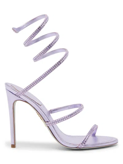 René Caovilla Satin Pumps Stiletto Heel Embellished Straps In Purple