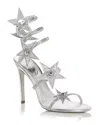 René Caovilla Cleo Crystal Star Satin Snake-wrap Sandals In Animal Print