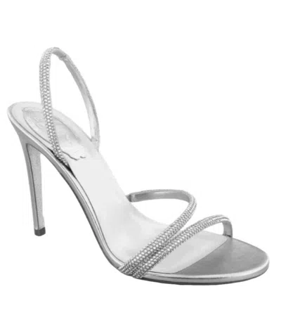 René Caovilla Women's Crystal Sling Back Sandal In Beige Satin - Honey Strass