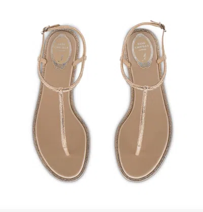 René Caovilla Women's Diana Sandal In Nude Satin-silk Strass