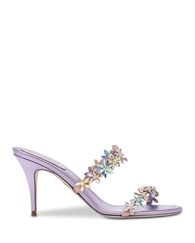 René Caovilla Eva Floral-detail Heeled Sandals In Purple