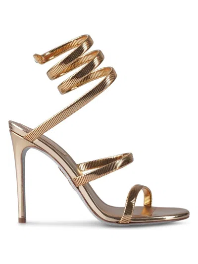 René Caovilla Rene Caovilla Womens Gold Juniper 105 Coiled-strap Leather Heeled Sandals