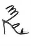 René Caovilla Black Open Toe Heels In Black