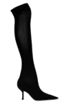 René Caovilla High-leg Knitted Boots With Rhinestone Detailing In Black