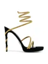 René Caovilla Renè Caovilla Margot Sandals In Suede With All Over Rhinestones In Gold,black
