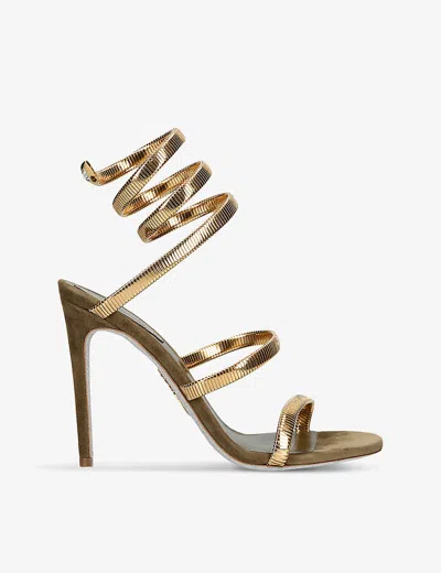 René Caovilla Suede Juniper Sandals 105 In Metal Comb