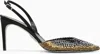 René Caovilla Black Slingback Jackie With Rhinestones In Black