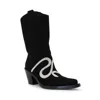René Caovilla Women's Suede Snake Strass 65mm Western Boot In Black Suede/silver Shade Strass In Multi