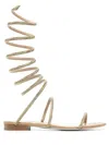 René Caovilla Rene Flat Crystal-embellished Sandals In Golden