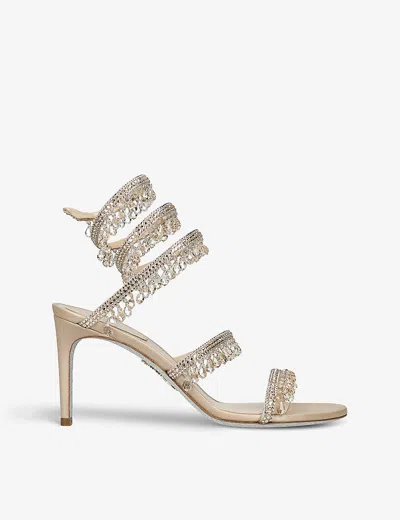 René Caovilla Rene Caovilla Womens Beige Oth Chandelier Bead-embellished Leather Heeled Sandals