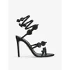 René Caovilla Womens Black Cleo Bow-strass 105 Embellished-satin Heeled Sandals Eur 36 / 3 Uk In Black