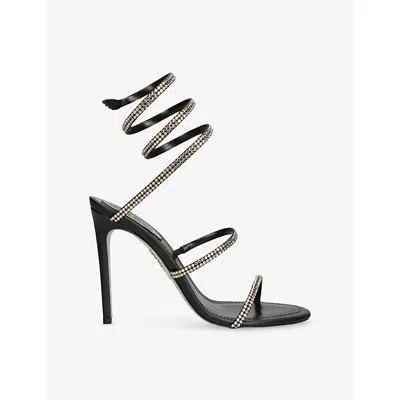 René Caovilla Cleo 110 Crystal-embellished Leather Sandals In Black