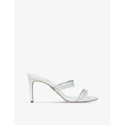 RENÉ CAOVILLA WOMENS WHITE CHANDELIER 80 JEWEL-EMBELLISHED LEATHER HEELED SANDALS EUR 41 / 8 UK