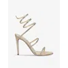 René Caovilla Womens Rene Caovilla Cleo Ii 105 Crystal-embellished Leather Heeled Sandals In Gold Comb
