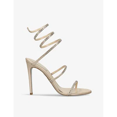 René Caovilla Womens Rene Caovilla Cleo Ii 105 Crystal-embellished Leather Heeled Sandals In Gold Comb