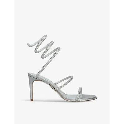 RENÉ CAOVILLA WOMENS RENE CAOVILLA CLEO RHINESTONE-EMBELLISHED HEELED SATIN SANDALS