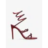 René Caovilla Womens Red Cleo Twist 105 Crystal-embellished Leather Heeled Sandals Eur 37 / 4 Uk In Red