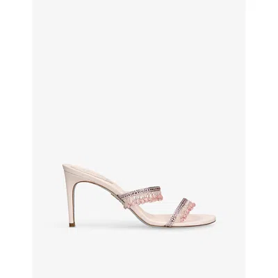 René Caovilla Womens Pale Pink Chandelier 80 Crystal-embellished Heeled Satin Sandals Eur 38/5 Uk