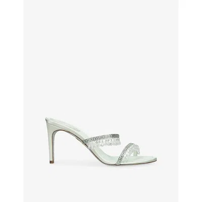 René Caovilla Womens Rene Caovilla Chandelier 80 Crystal-embellished Heeled Satin Sandals In Green