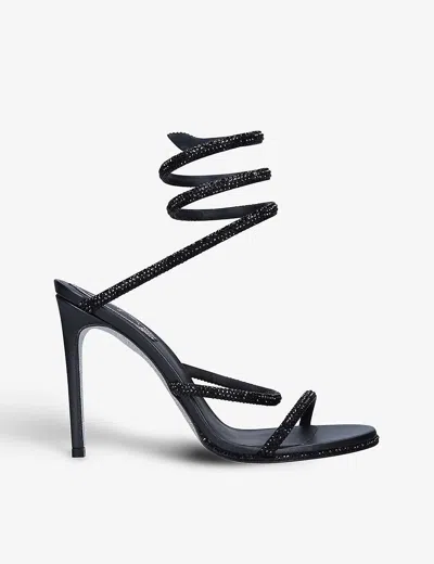 René Caovilla Spiral Strap Open Toe Sandals With Heel In Animal Print